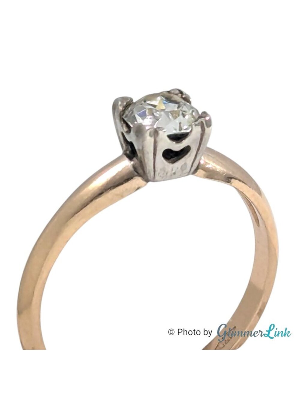 Antique Clark & Coombs 10K Gold Filled Sterling Sweetheart Paste Ring Sz 8